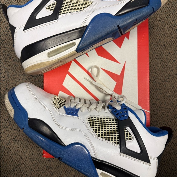 Jordan 4 Motorsport - White and Blue Sneakers - Picture 1 of 5
